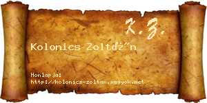 Kolonics Zoltán névjegykártya